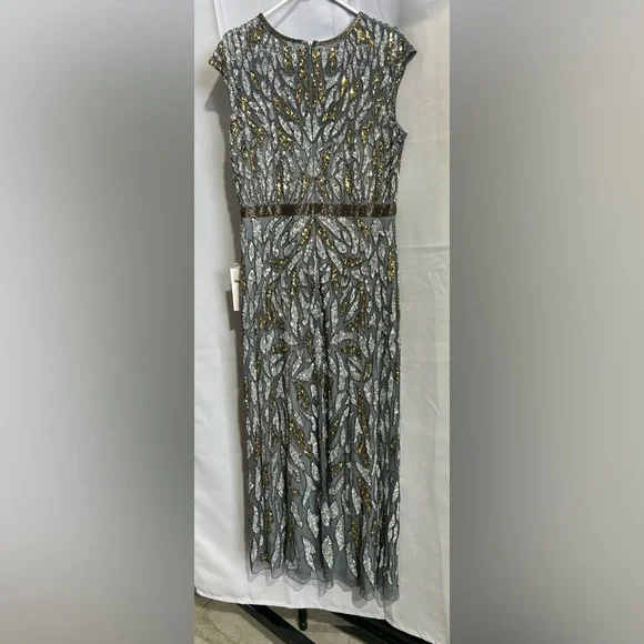 Mac Duggal Blue and Gold Maxi Dress